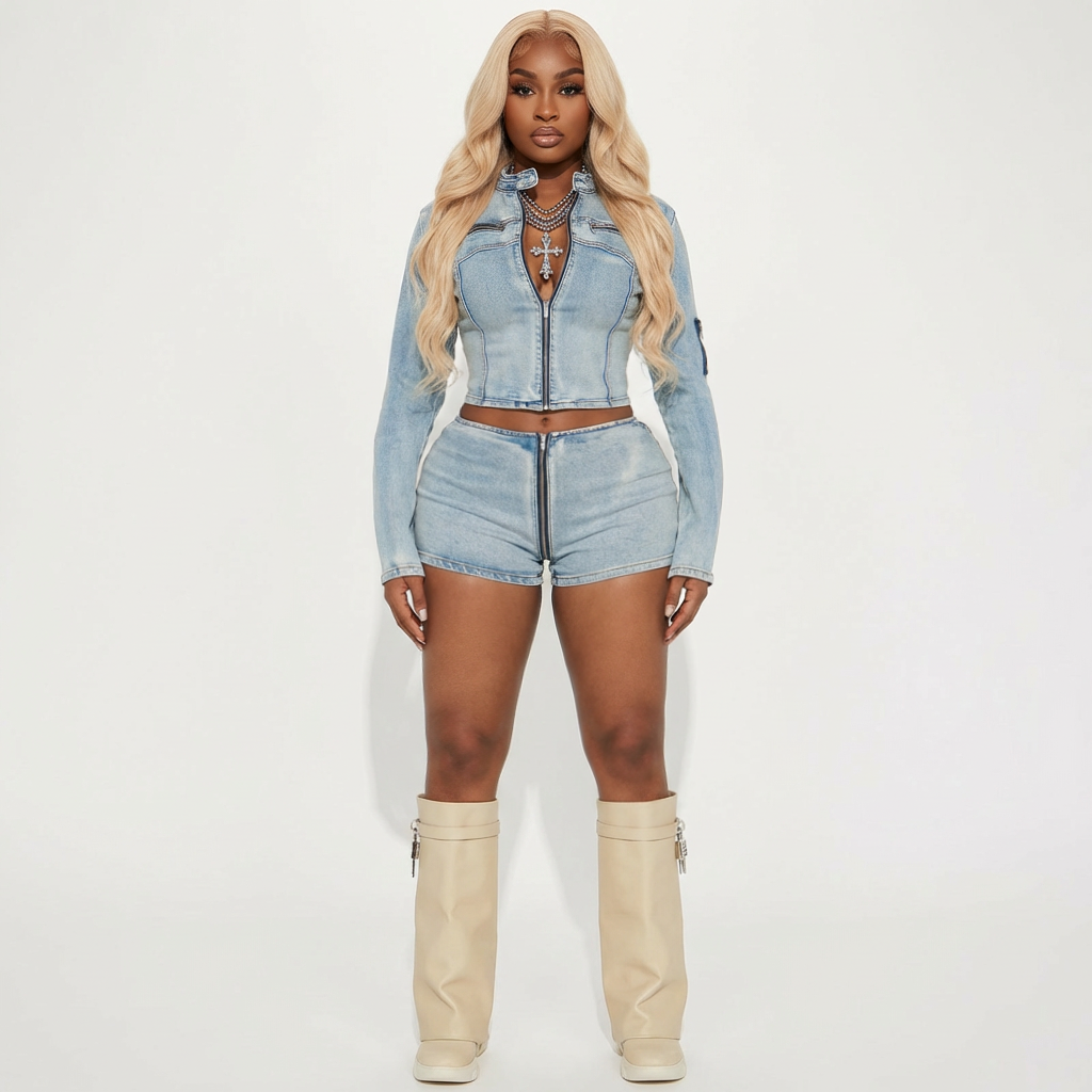 Denim biker set