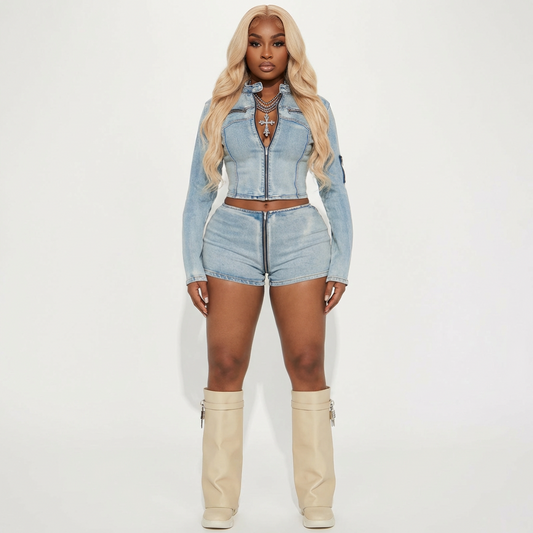 Denim biker set